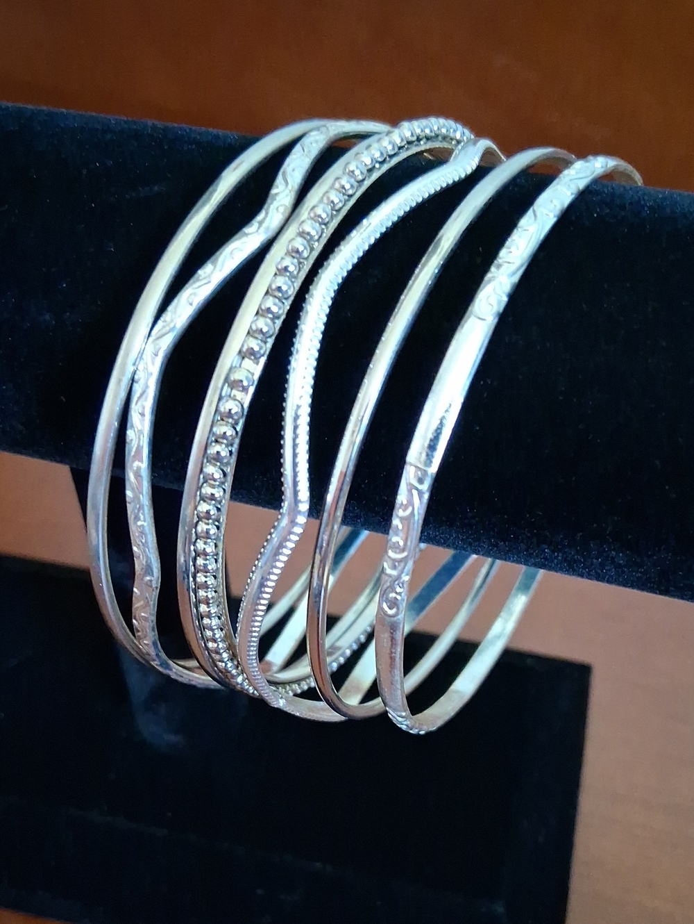 Silver-Tone Bangle Bracelet Layered Set JJ138